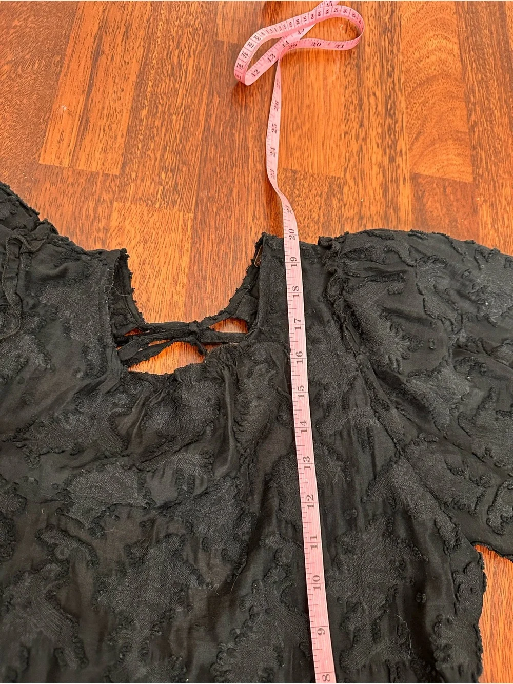 Free People Callie Black Textured Puff-Sleeve Peplum Blouse. Bohemian. Festival